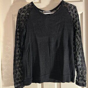 Nerbi Long Sleeve Lace Keyhole Back Knit Top